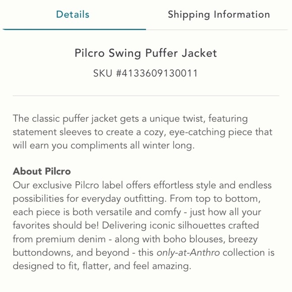 ANTHROPOLOGIE Pilcro Swing Puffer Jacket Size XS In Excellent Condition! - Picture 8 of 14
